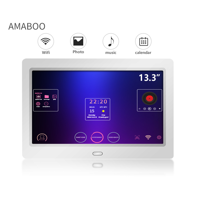 AMABOO горячая Распродажа 13,3 дюймовый WiFi Настольный аппарат AD сенсорный дисплей рекламный экран шесть видео дисплей