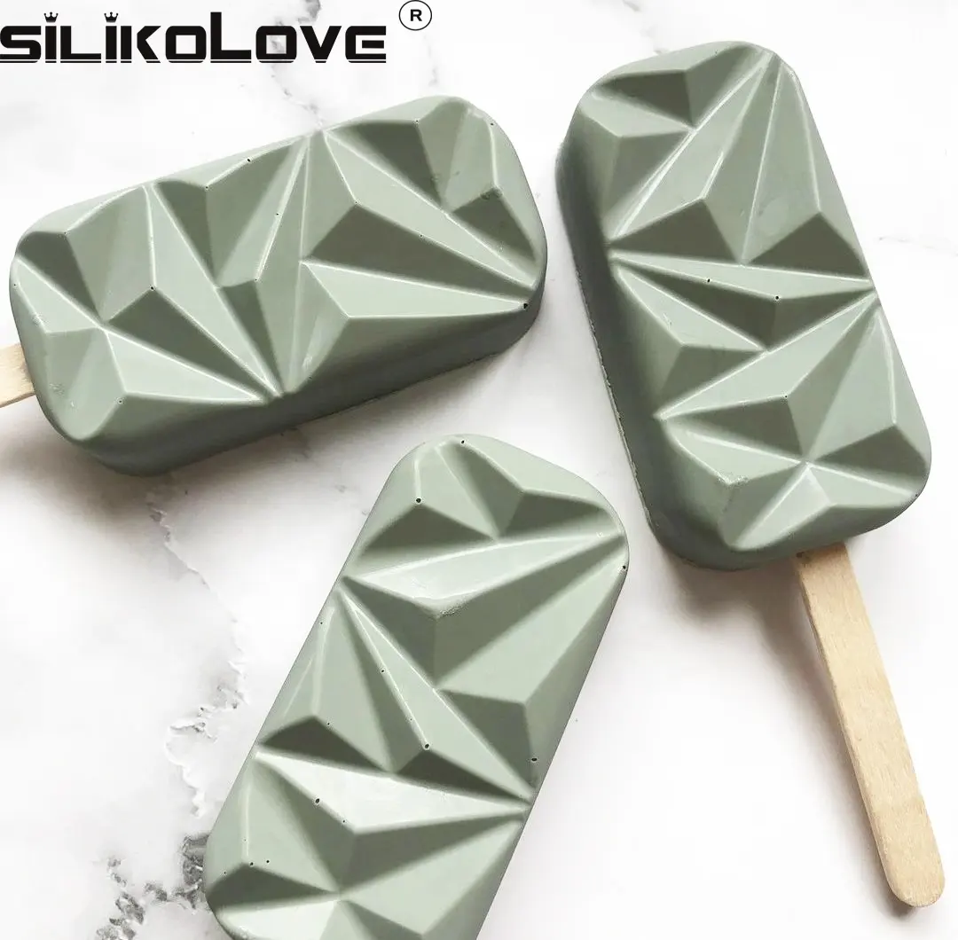 New design Irregular gem shape ice cream maker popsicle mold silicone ice pop mold BPA free standrad