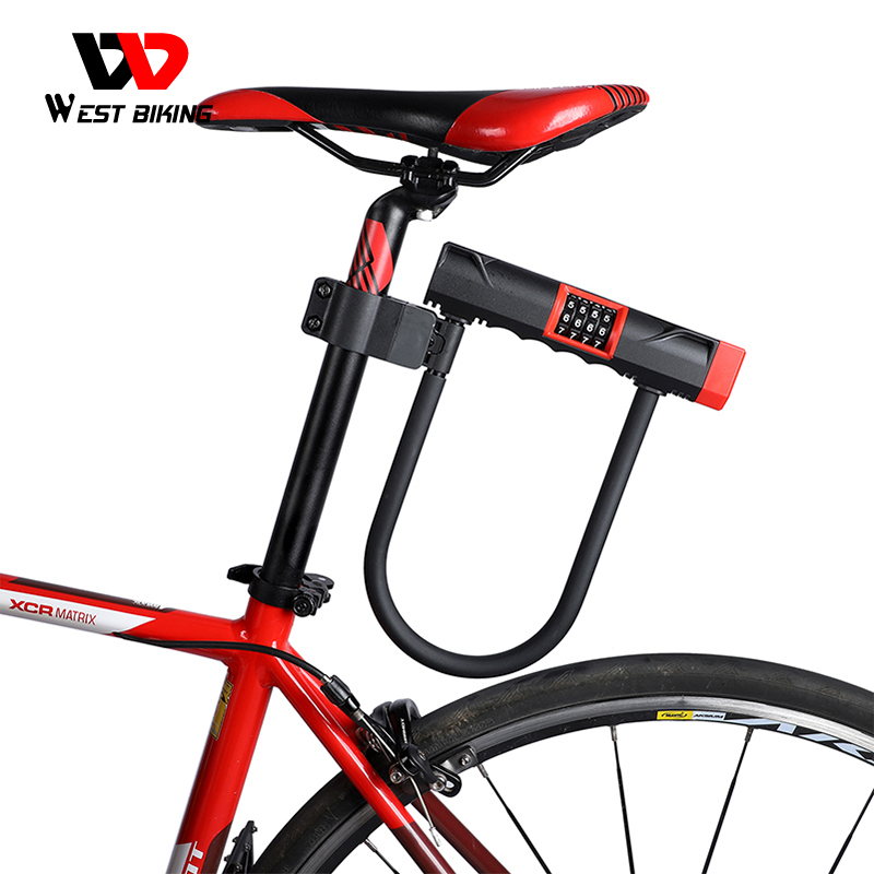 Цифровой замок WEST BIKING с кодом пароля, защита от кражи, стальной замок для горных и городских велосипедов