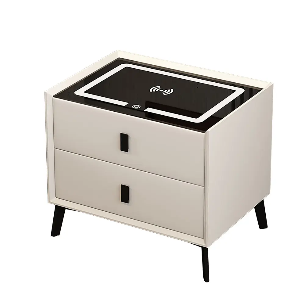 Night Stand Blue tooth Smart bedside Storage Drawers Touch Control Bt Speakers Wireless Charger Smart Bedside Table