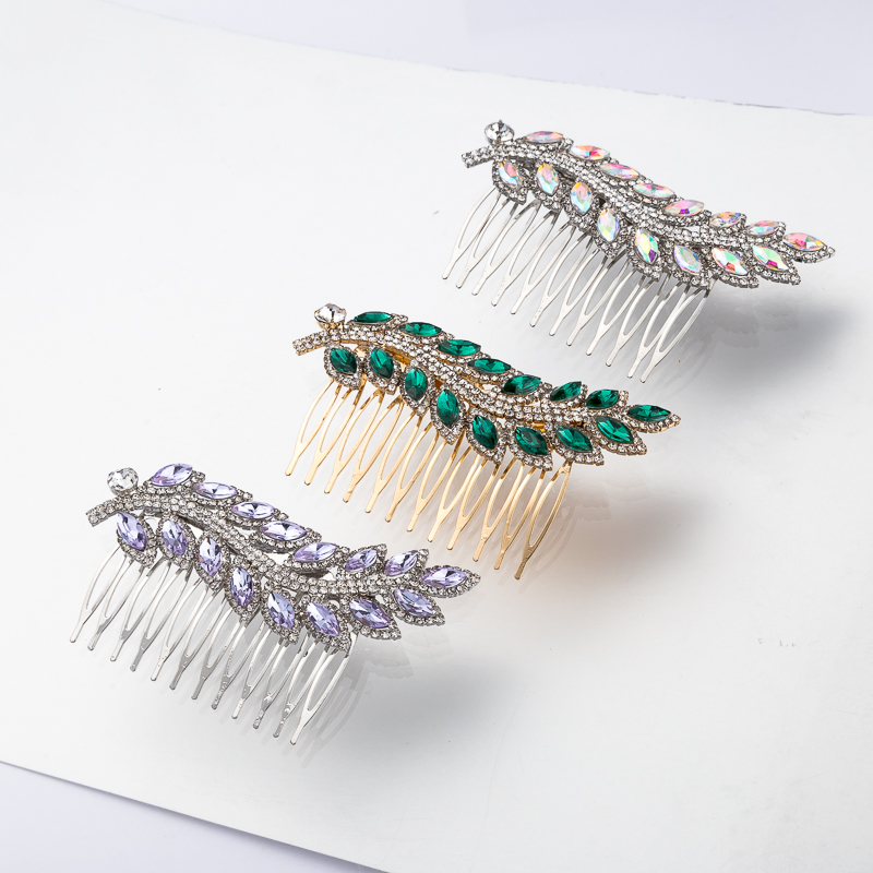 Hot Selling Vintage Bridal Hair Accessories Europea-style Delicate Leaf Crystal Hair Comb for Bride Princess Hair Ornaments