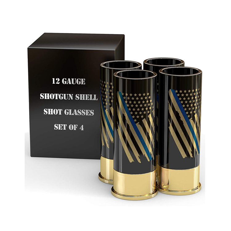 Hot Selling Polystyrene+Plating Plastic Shot Glass Set S/4 -12 Gauge Shot Gun Shell Style Gift For Parties And Celebration