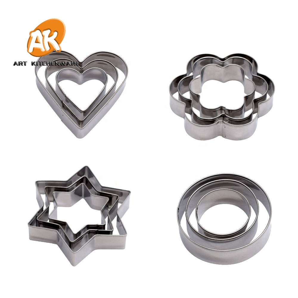 AK Stainless Steel Biscuit Cutter Pastry Bakeware Decoration DIY Tools Heart Star Cookie Cutters NO.70