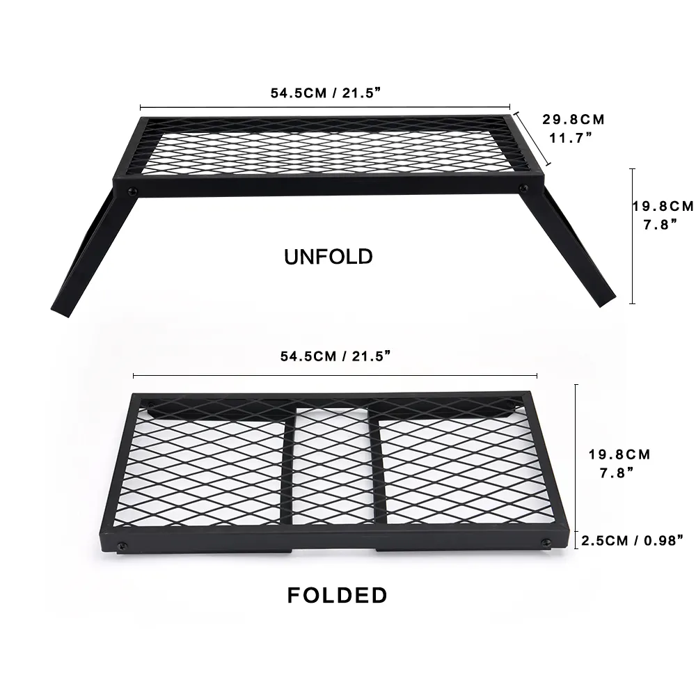 2021 New Arrival Folding Campfire Grill Heavy Duty Steel Grate, Portable Over Fire Camp Grill for Outdoor Open Flame Cooking