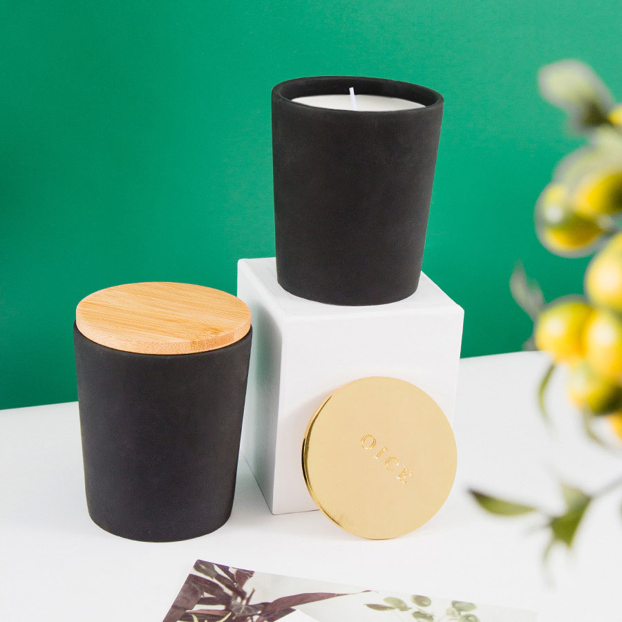 Wholesale Unique In Stemless Smokeless Christmas Jars Aromatherapy Mug Holder Black With Lid Ceramic Candle Cup
