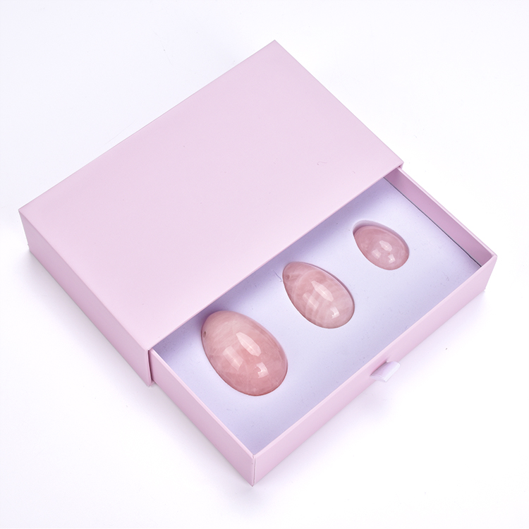 Подарочные варианты, сертифицированный Gia набор из натурального кристалла яиц Йони из розового кварца в подарочной коробке