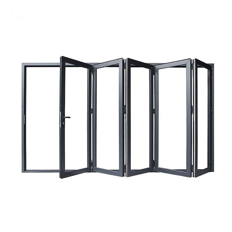 Customized Tempered Glass Panel House Interior Bi Fold Door Aluminum Frame