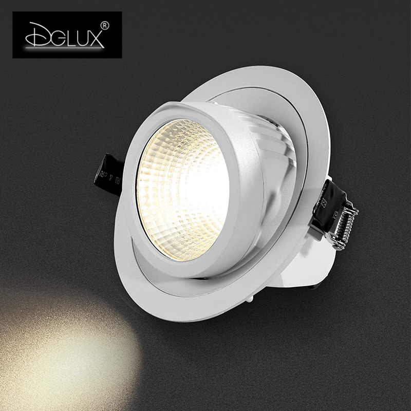 DGLUX High Lumen Recessed Cob 360 Degree Adjustable Ceiling Spotlight Aluminum 30w 40w Led Spot Light