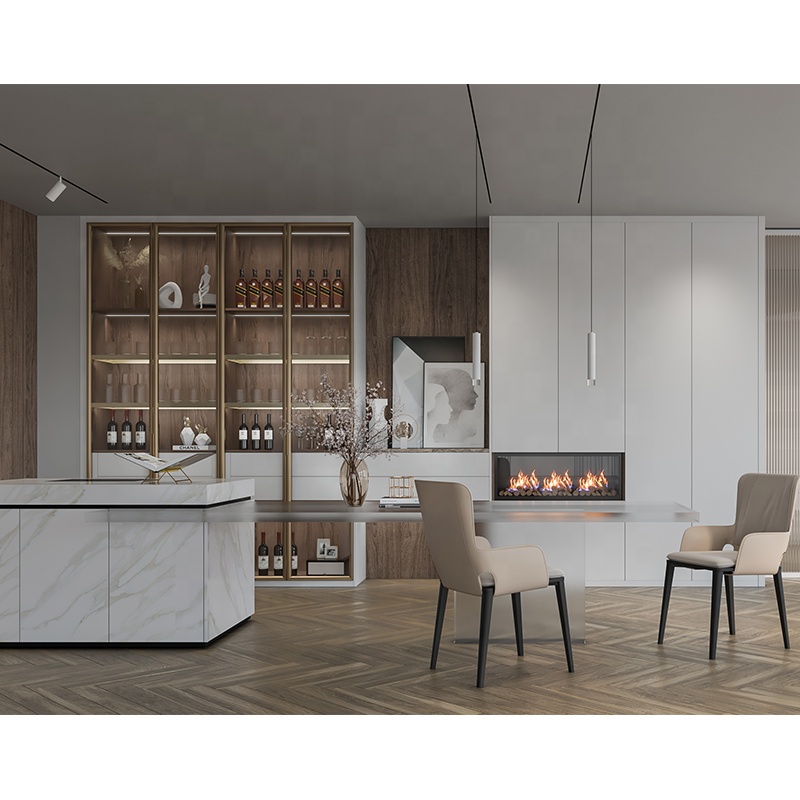 Customization White Wood Wine Display Cabinet Glass Wine Cabinet With Storage Function