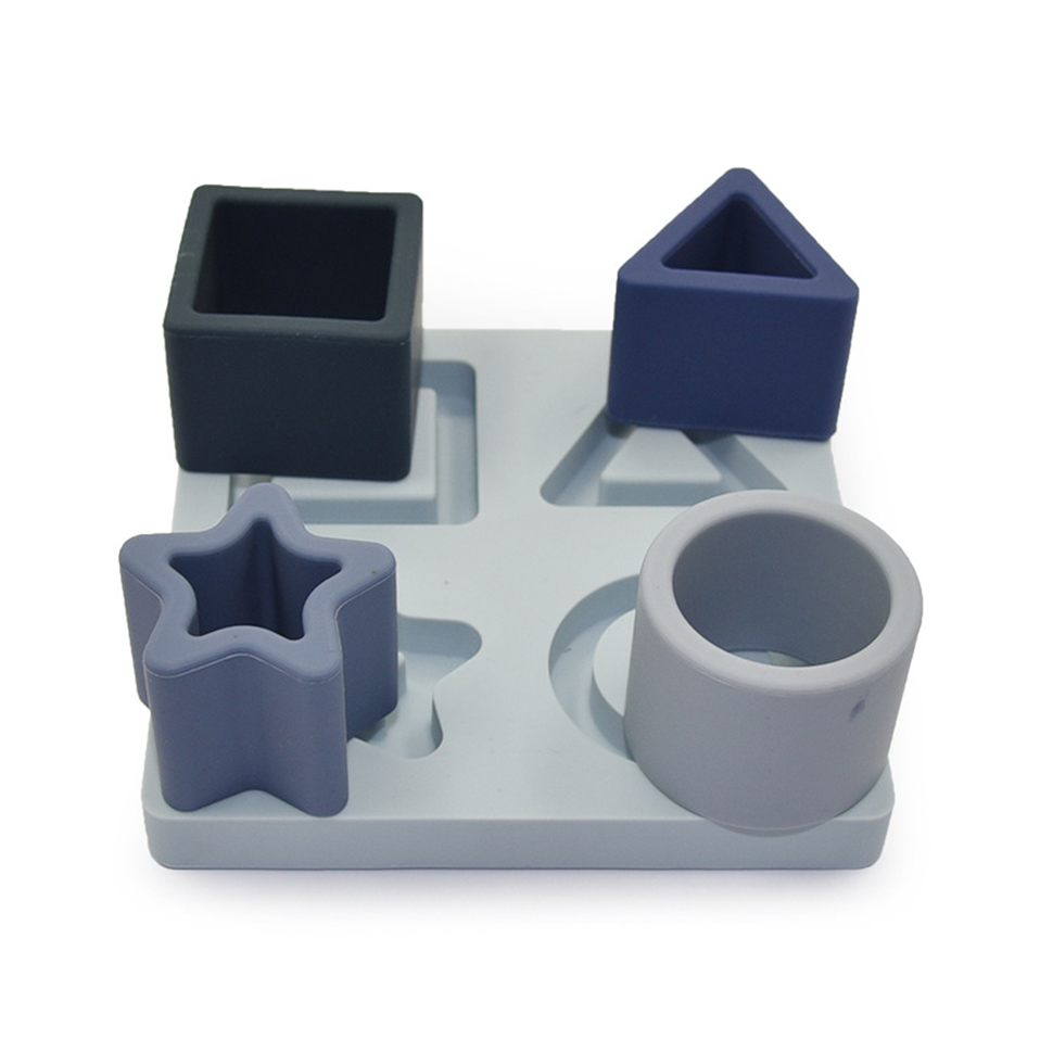 Amazon Hot Sale Baby Silicone Stacking Teether Chewing Toy Silica gel 3D Puzzle Toys Early Education Toy