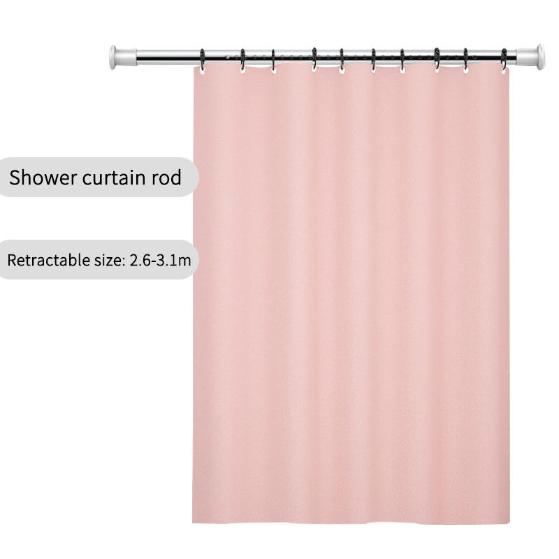 Stainless steel wall mounted adjustable curtain rod clothes hanger hole free telescopic rod