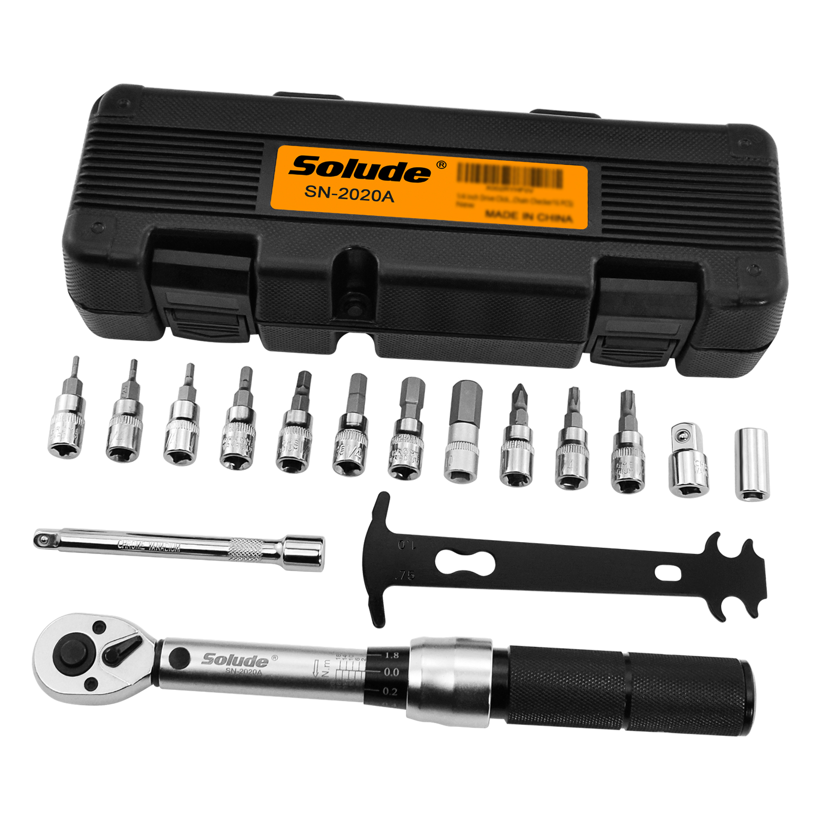 16 Pieces 1/4 2~20 N.m Torque Wrench Adjustable Bicycle Tool Repair Set With Bicycle Chain Wear Indicator Gauge Checker For Sale