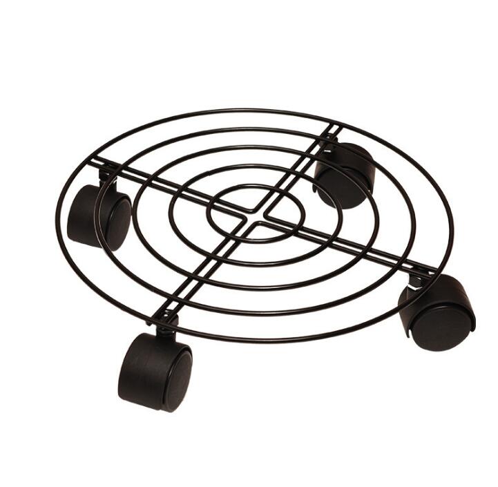 round plant holder home garden decor rolling trolley dolly durable metal flower pot tray with wheels