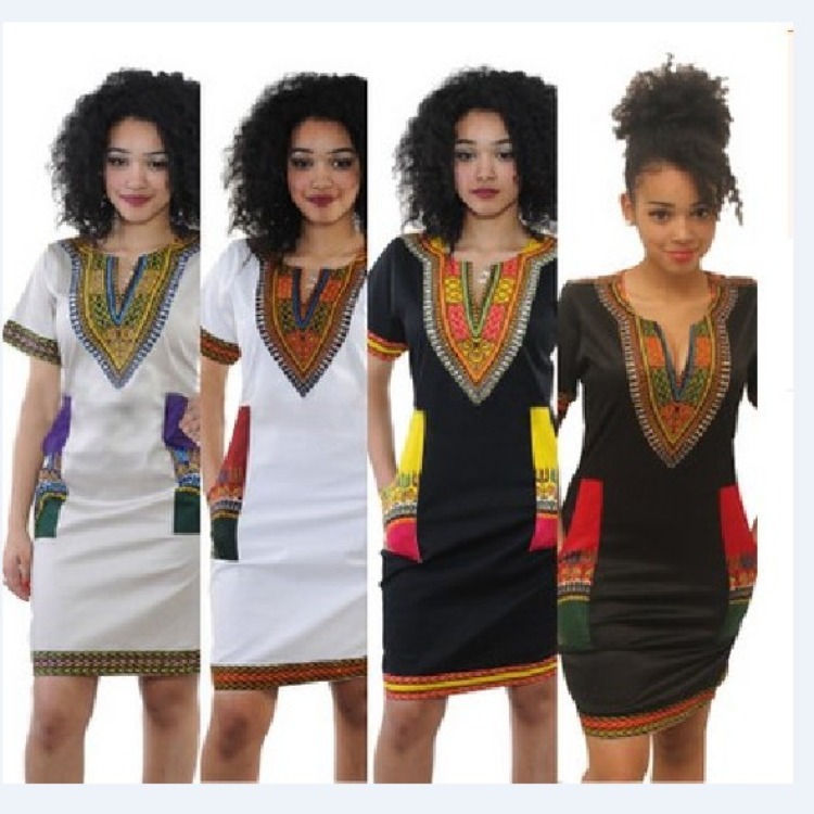 2021 Indian trend fashion ethnic style dashiki shirt printed comfortable casual dress