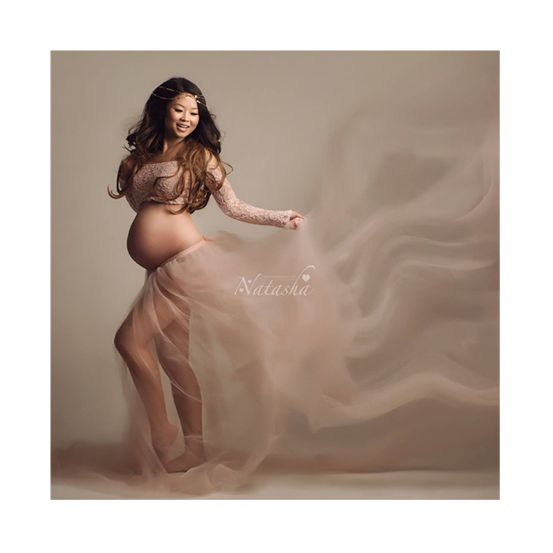 High Quality Long Tulle Skirt And Tops Sets Dress For Pregnancy Women Maternity Photo Shoot Dress