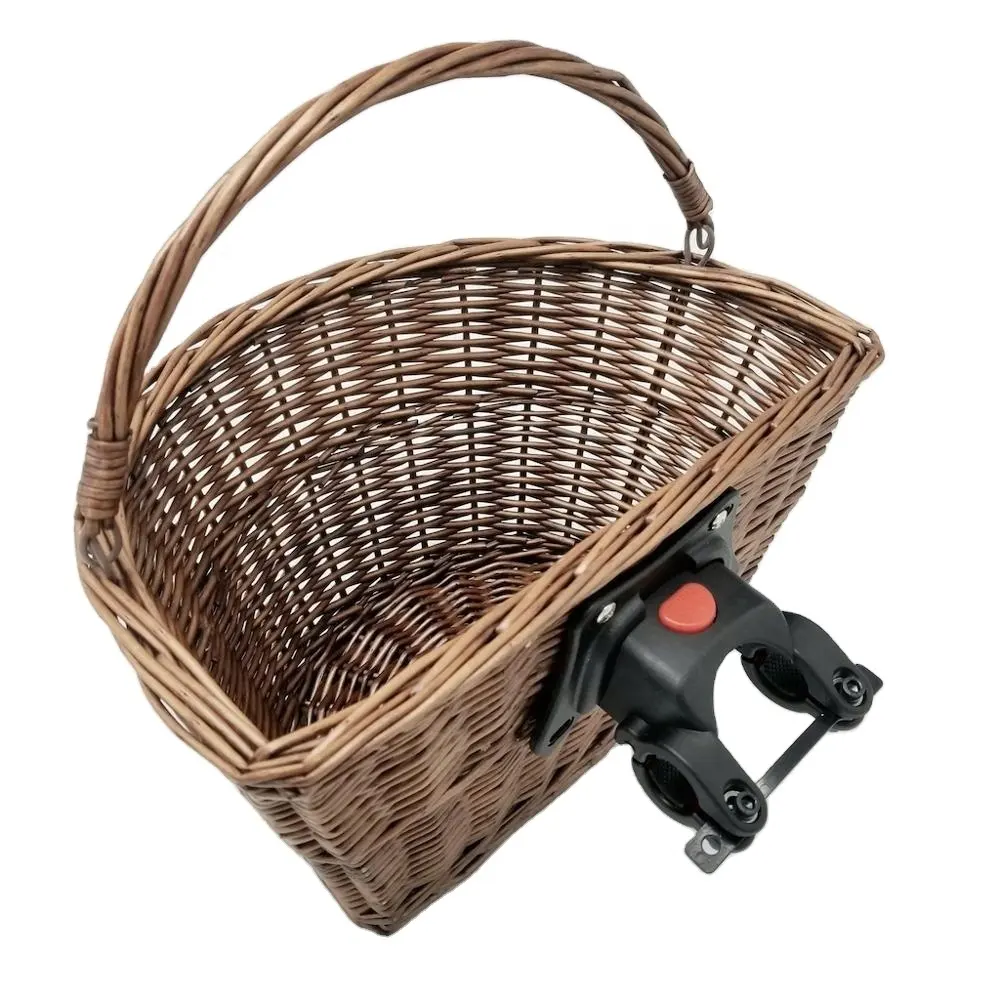 Handmade Woven Removable rattan bicycle basket  Willow bike baskets  Wicker bicycle basket