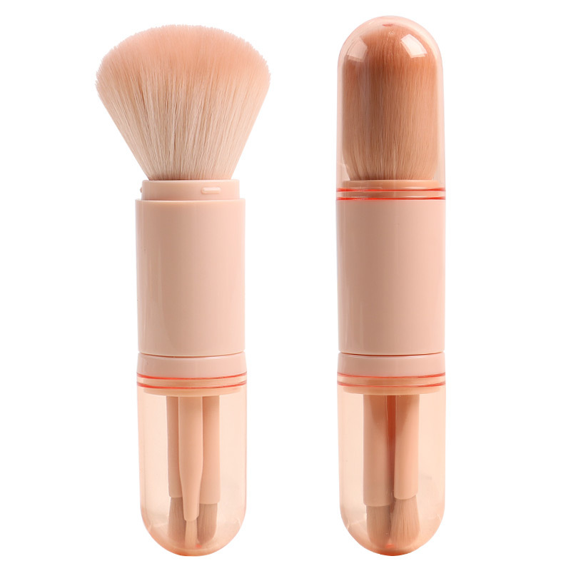 Portable Makeup Brush Set 4 in 1 Telescopic Makeup Brushes for Foundation Powder Eye Shadows Retractable Brushes Kit with Lids