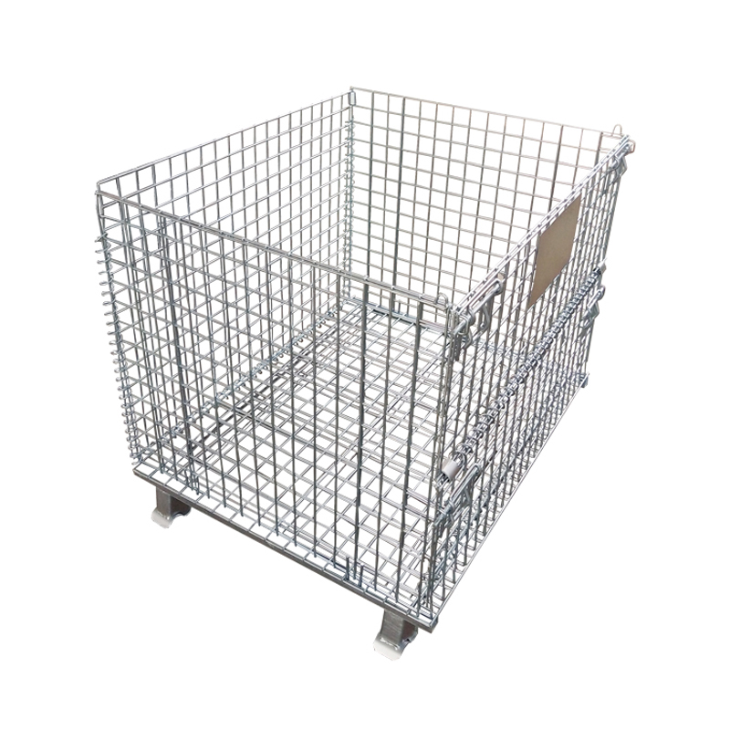 Foldable Wire Mesh Storage Cages Collapsible Steel Metal Pallet Containers