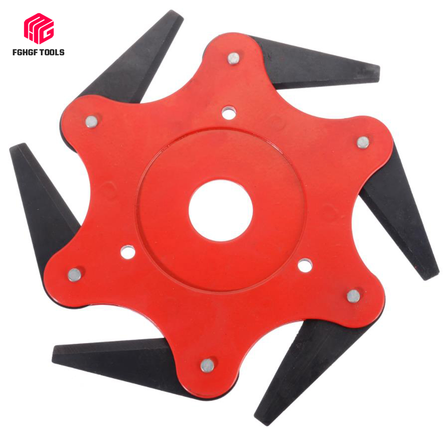6 Blades Cutter Head Grass Trimmer Brush 65Mn Weed Brush Cutting Head Garden Power Tool Accessories for Lawn Mower