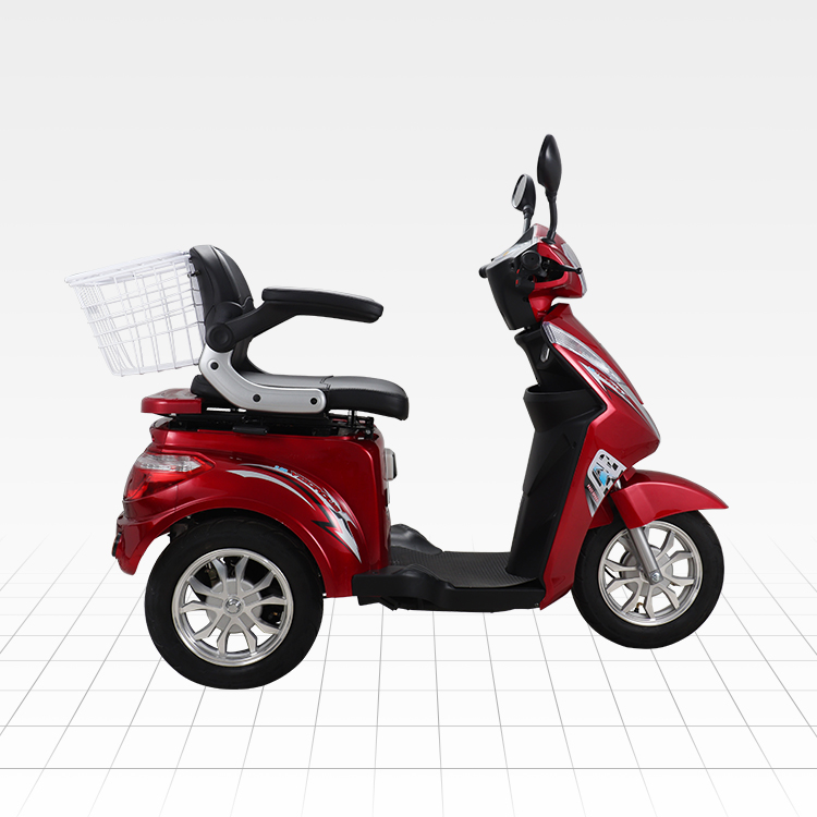 T408-2 3 Wheel Motorcycles Electric Scooter Trike for Adult with Rear Basket