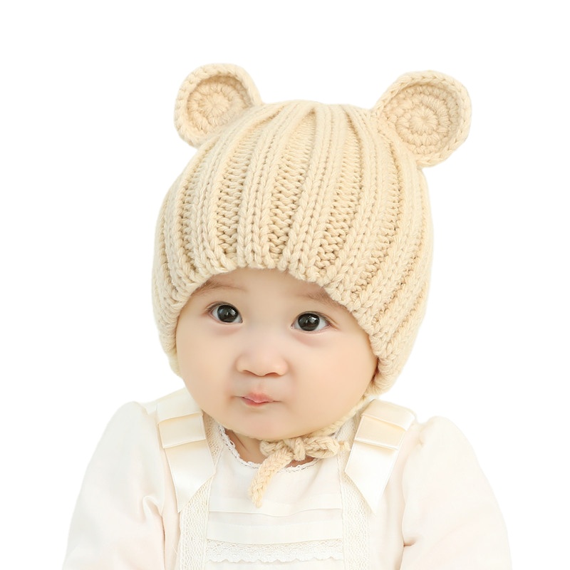 Baby hats for newborn babies 0-2 years old Korean children woolen knitted baby hats