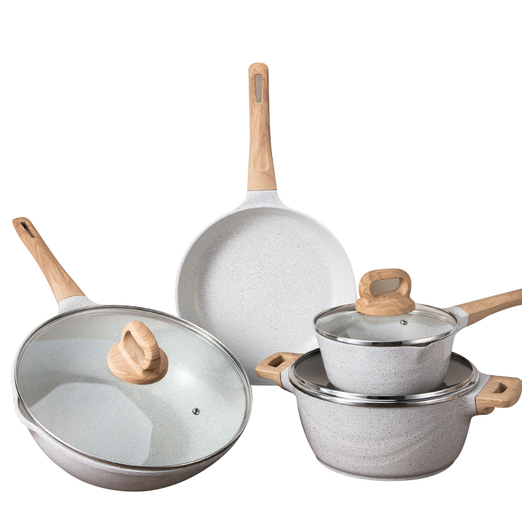 Eco-Friendly Smokeless Wok, Soup Pot, Maifan Stone Pots и Pans, Premium Die Cast, Home Kitchen, non Stick Cookware Set, Wholesale