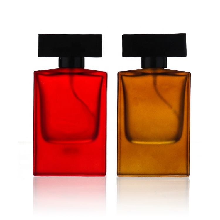 Custom Logo Square 50ml Glass Parfum Perfume Bottle Men Cologne Spray Perfume Bottle With Black Cap
