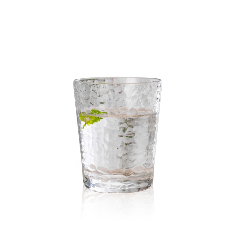 Hot selling household hammer pattern glass water cup tea cup drink mug for home office