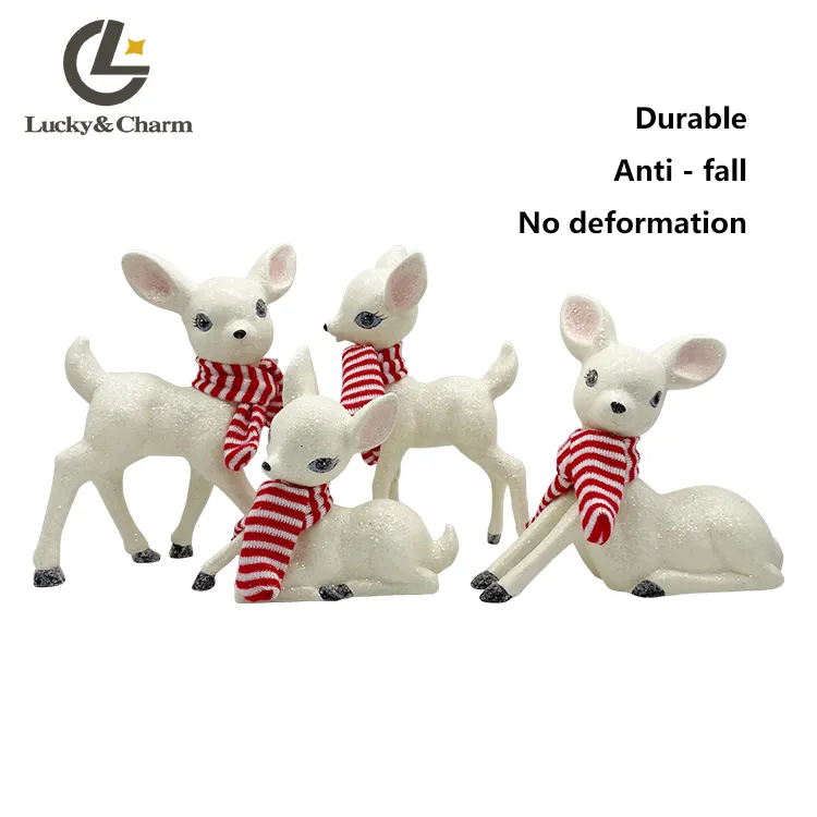 New Products Custom Personalized Resin Tabletop Christmas Ornaments White Reindeer Crafts Decorations