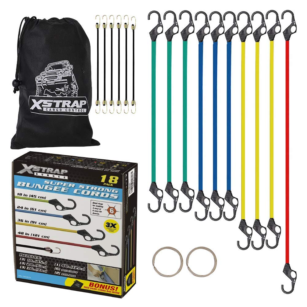 CE GS 18 pcs high quality Elastic assorted Bungee Cords with hooks Heavy Duty Bungee Cords Set