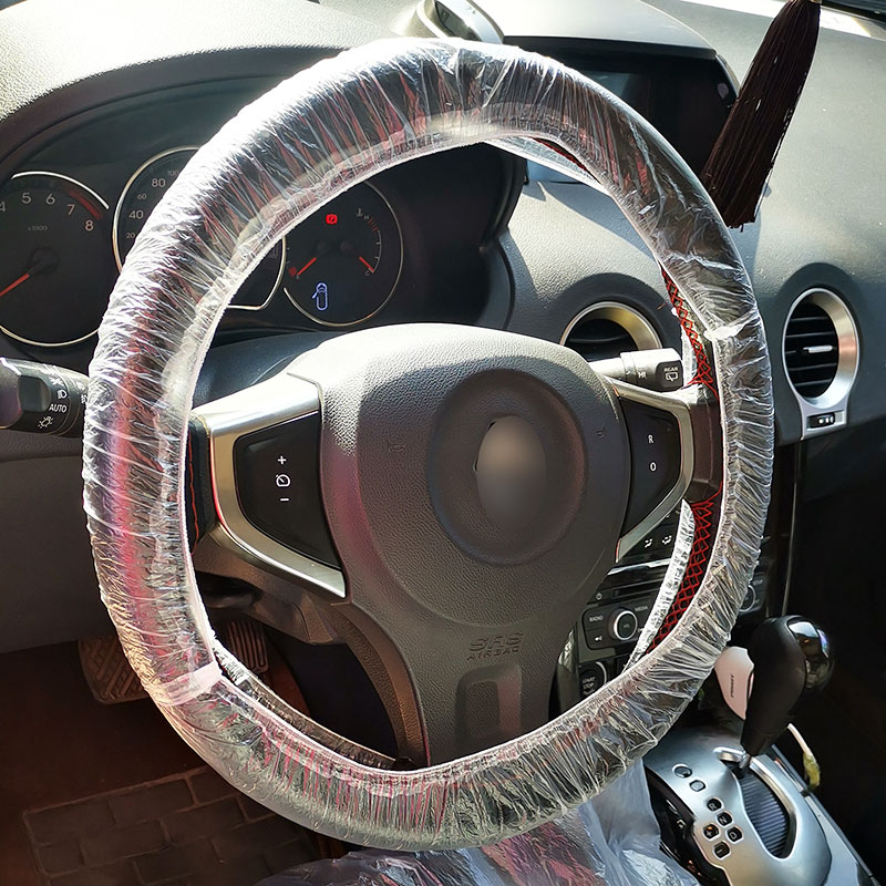 One time use plastic steering wheel disposable covers