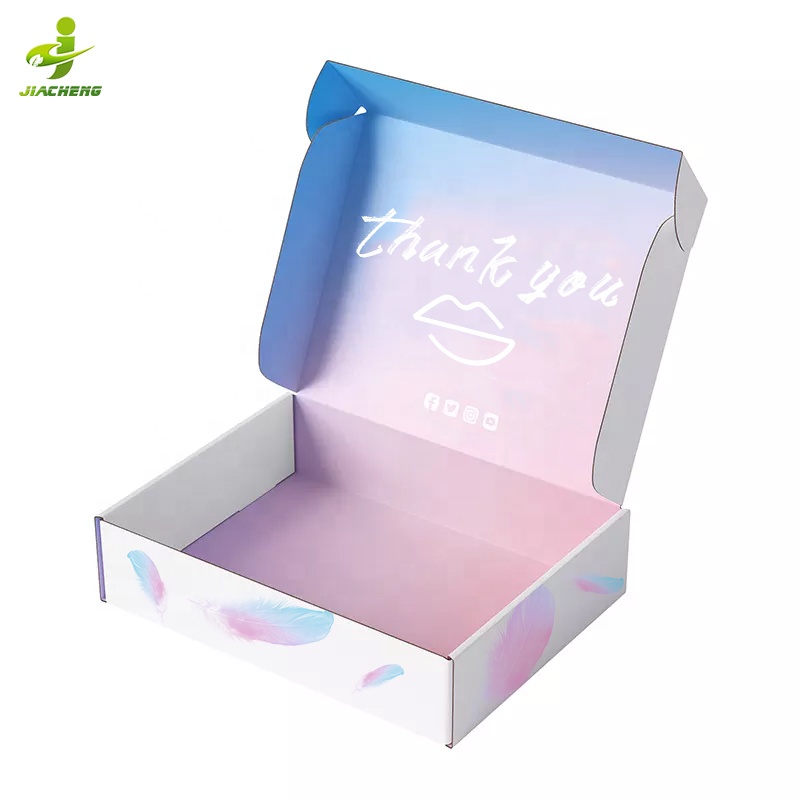 Custom logo printed folding unique corrugated cardboard carton mailer shipping packaging paper boxes for clothes / cosmetic