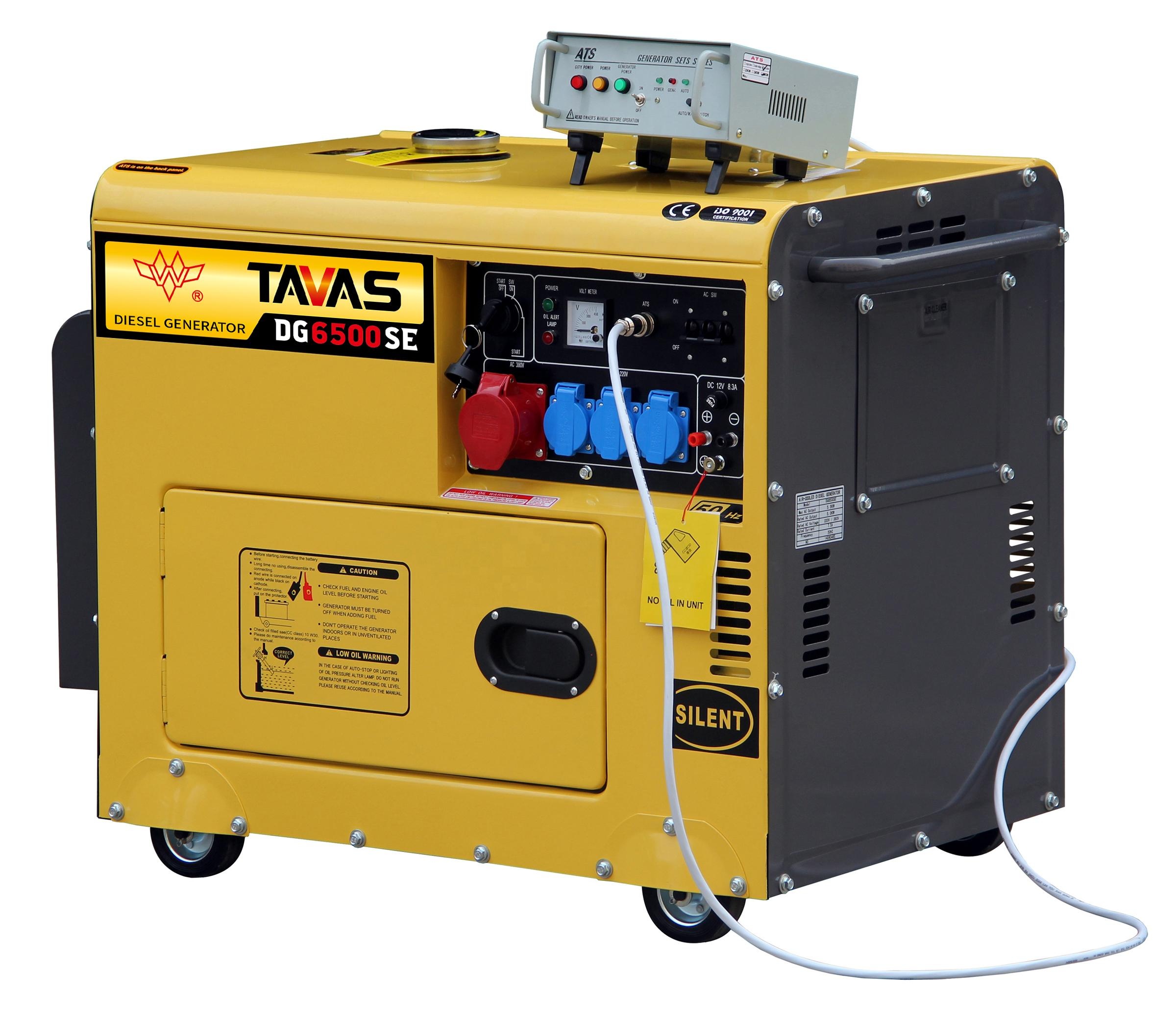 TAVAS Китая Сертификация CE ISO SuperSilent 230V 5KW /8KVA резервная подпорка с ATS Совместимость долго работает дизель-генератор для аварийной ситуации