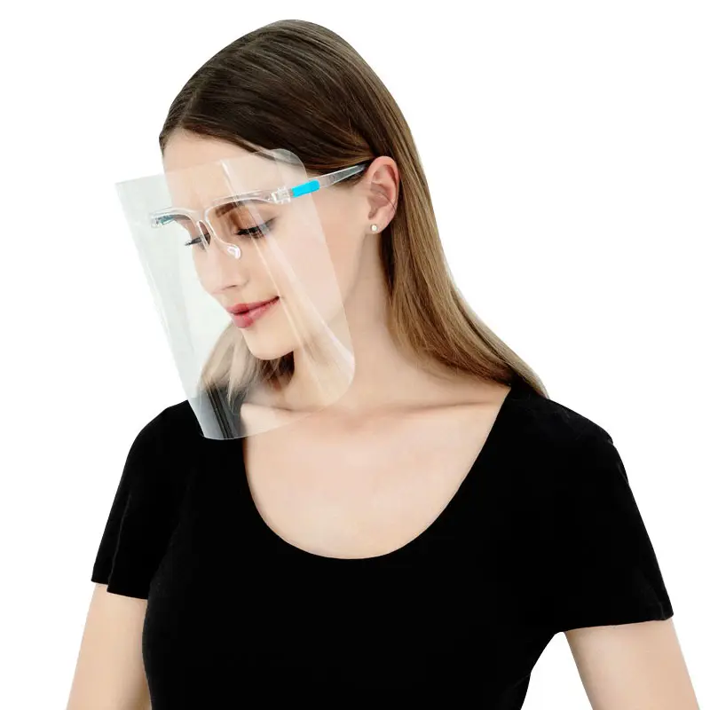 Medical isolation plastic clear face shield glasses