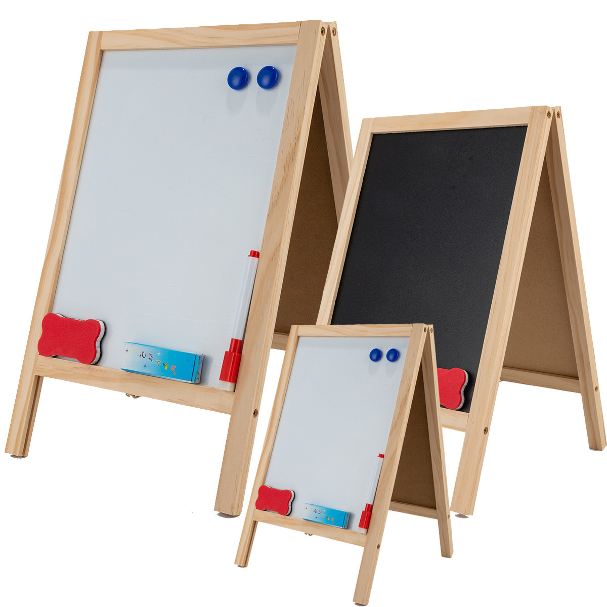 Multifunction Wooden Double Sided Magnet Drawing Board Black or white Frame Magnetic Toy For Kids Boys Girls Education
