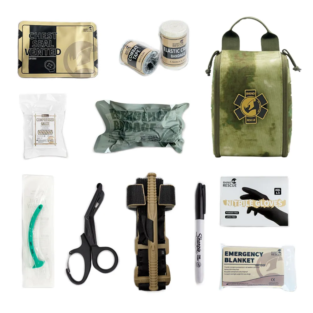 Rhino Camping Portable Tactical Survival Trauma First Aid Bag Emergency Tactical First Aid Kit Medical Camouflage Ifak Pouch