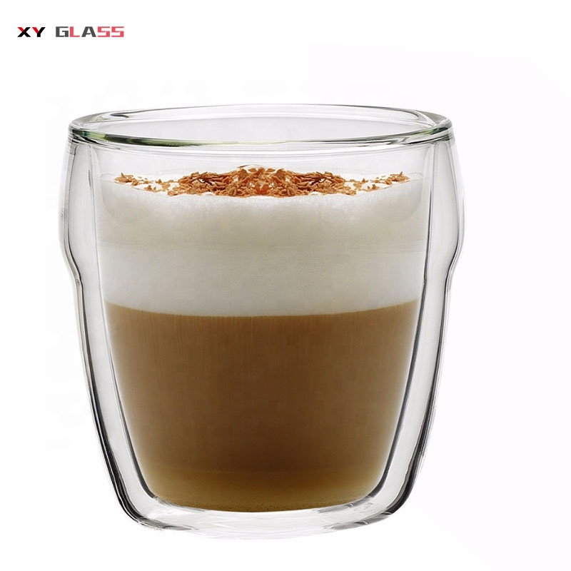 Christmas gift household OEM custom logo double walled pyrex glass coffee cup