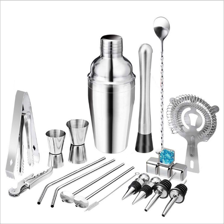 Hot Sale Amazon 22pcs Stainless Steel Cocktail Shaker Mixer Drink Bartender Martini bar Tools Set Bartender kit