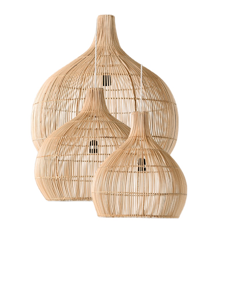 Handmade round Pendant Light Natural Woven Bamboo Rattan Lampshade for Restaurant Teahouse Farmhouse Boho Style Design
