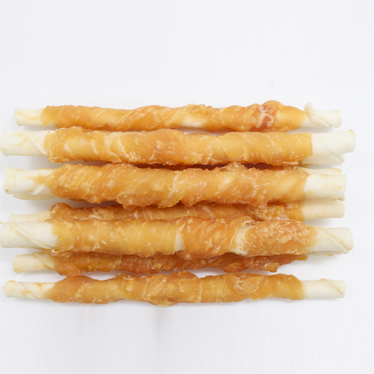 China popular production chicken rawhide wrap flour sticks pet snack prices
