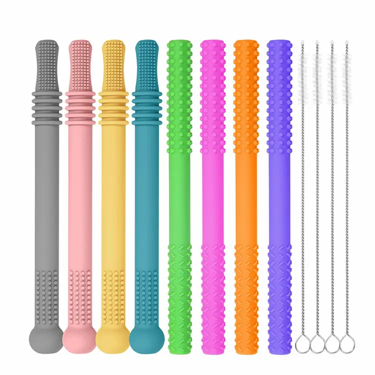 Food  Grade Hollow Teether Tubes, Silicone Baby Teething Toys