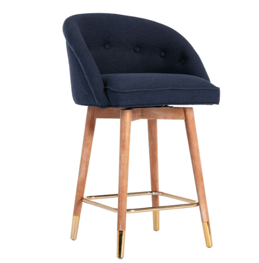 Модный дизайн с пуговицами fabricswivel высота KD сиденье деревянная ножка с золотым напылением подножка барный стул табурет