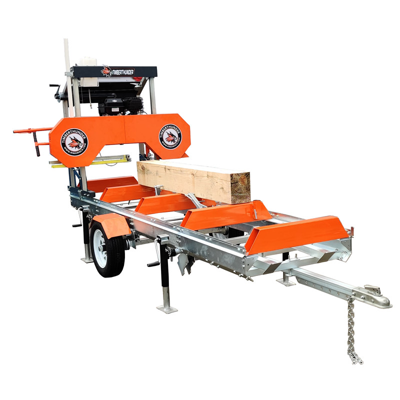 15hp Kohler gasoline engine portable sawmill with 4m trailer