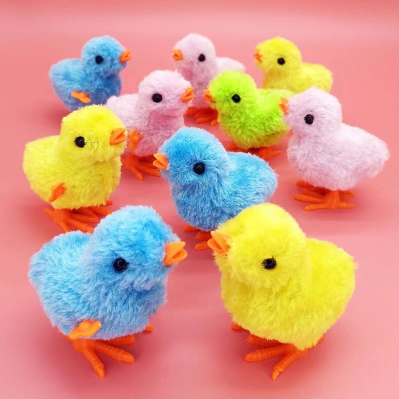 2023 new hot low-priced creative fun educational clockwork toy clockwork cute chicken plush jumping chicken toy wholesale
