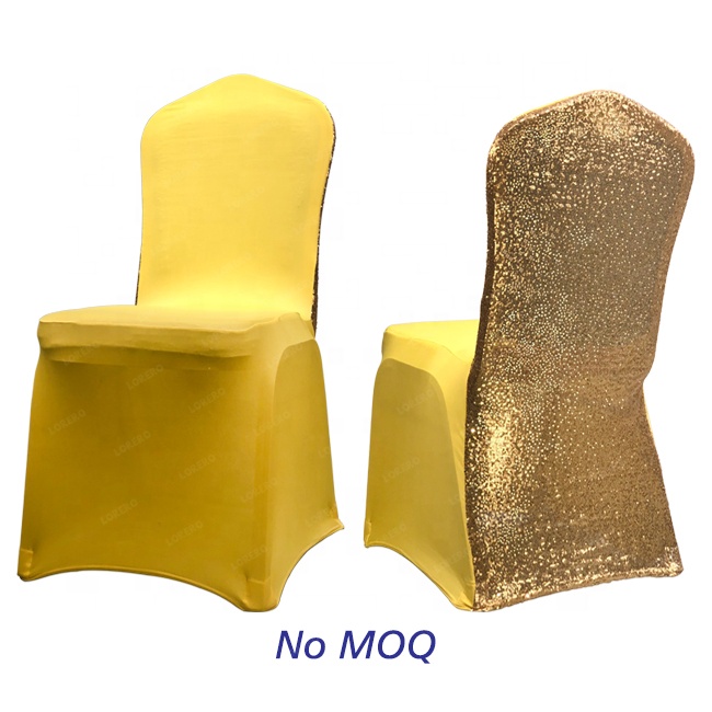 Cheap Luxury Golden Wedding Sequin Spandex Chair Covers