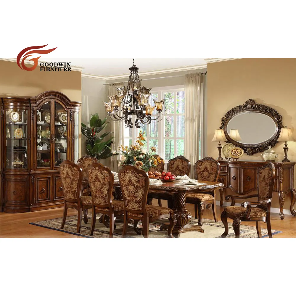 Royal Luxury classical wooden dining room furniture set,European style dining set, dining table and chairs A11