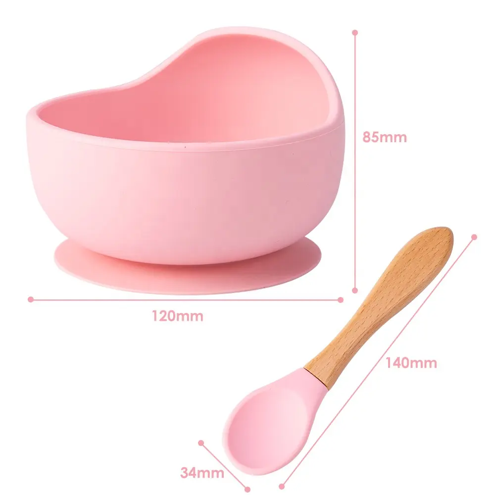 OEM Silicone Suction Kid Baby Bowl Tableware Baby Food Grade Silicone BPA Free Feeding Bowl And Spoon Set