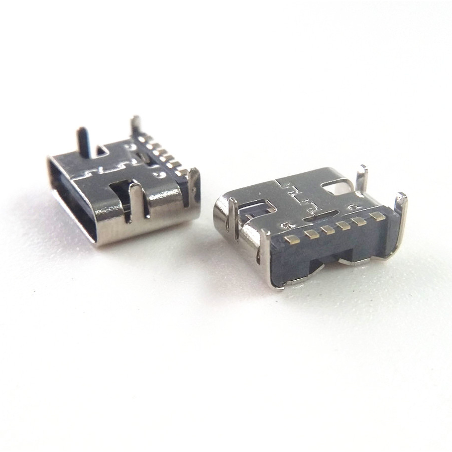 USB 3,1 Тип C разъем 6 Pin правый угол SMT Tab мощность заряда 3A разъем поддержка штифт сквозных отверстий PCB разъемом Type-C