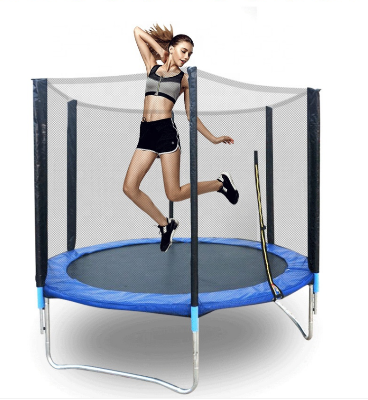 Jumping Bed Trampoline with Safety Net Bungee Big Children Double Protection with Zipper and Buckle Trampoline Circle Outdoor