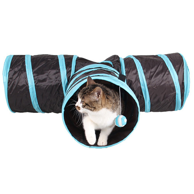 Indoor Outdoor Foldable 3 Holes Way Funny Pet Cat Training Tunnel House Toy
